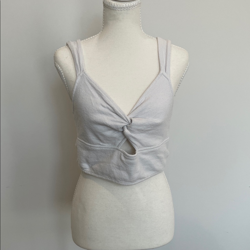 Madewell White Twist-Knot Crop Top